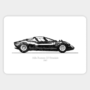 Alfa Romeo 33 Stradale 1967 - Black and White Watercolor Magnet